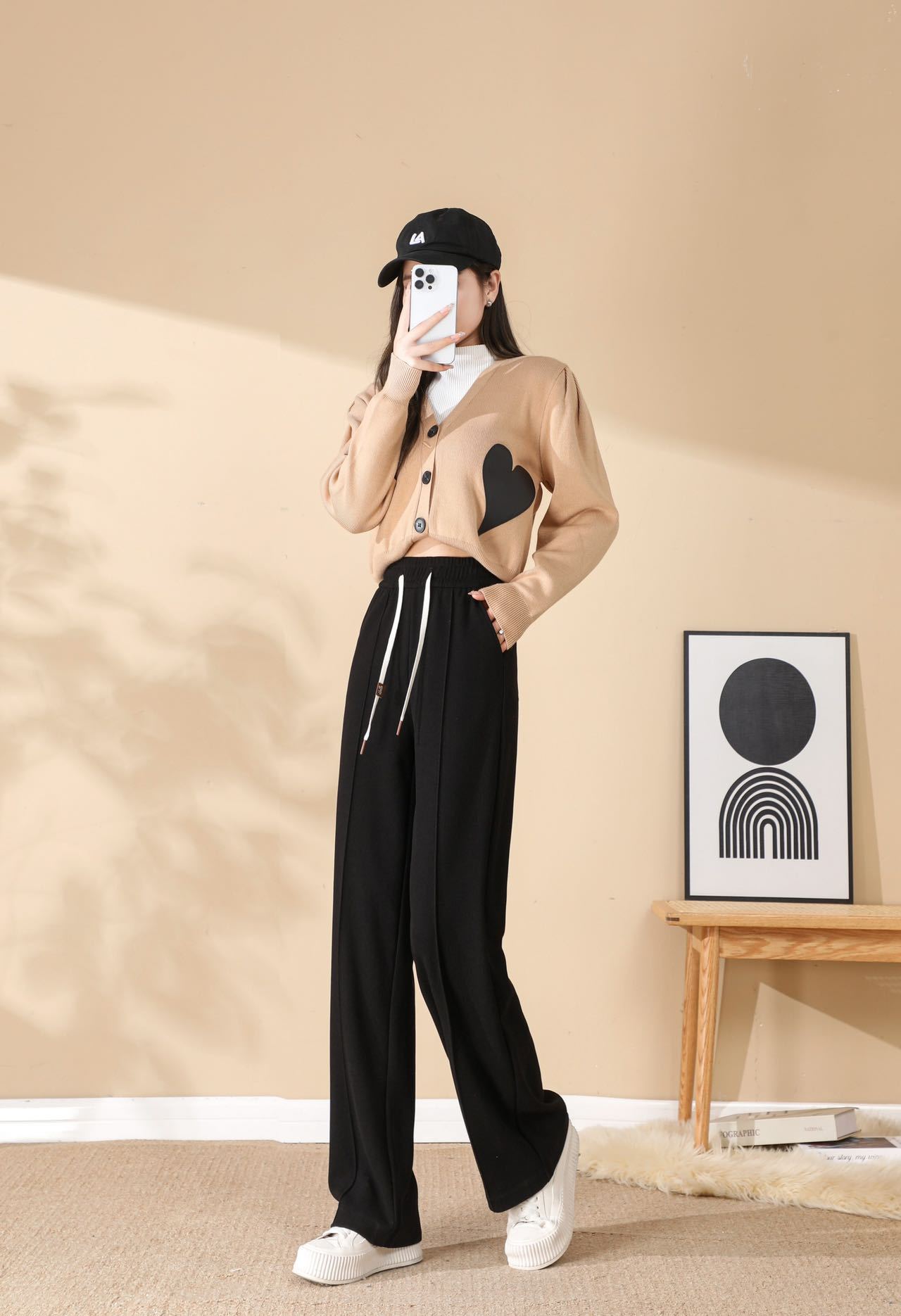 2023秋冬新款加厚休闲裤女高腰显瘦垂感宽松纯色可外穿长裤阔腿裤详情8