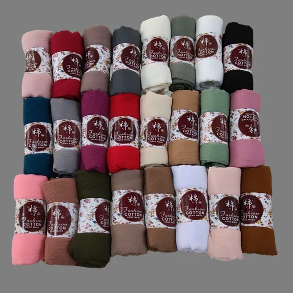 New Pleated Monochrome Cotton Pure Color Scarf Cotton and Linen Feel Woolen Edge Large Size Women's Headscarf Scarf Wholesale