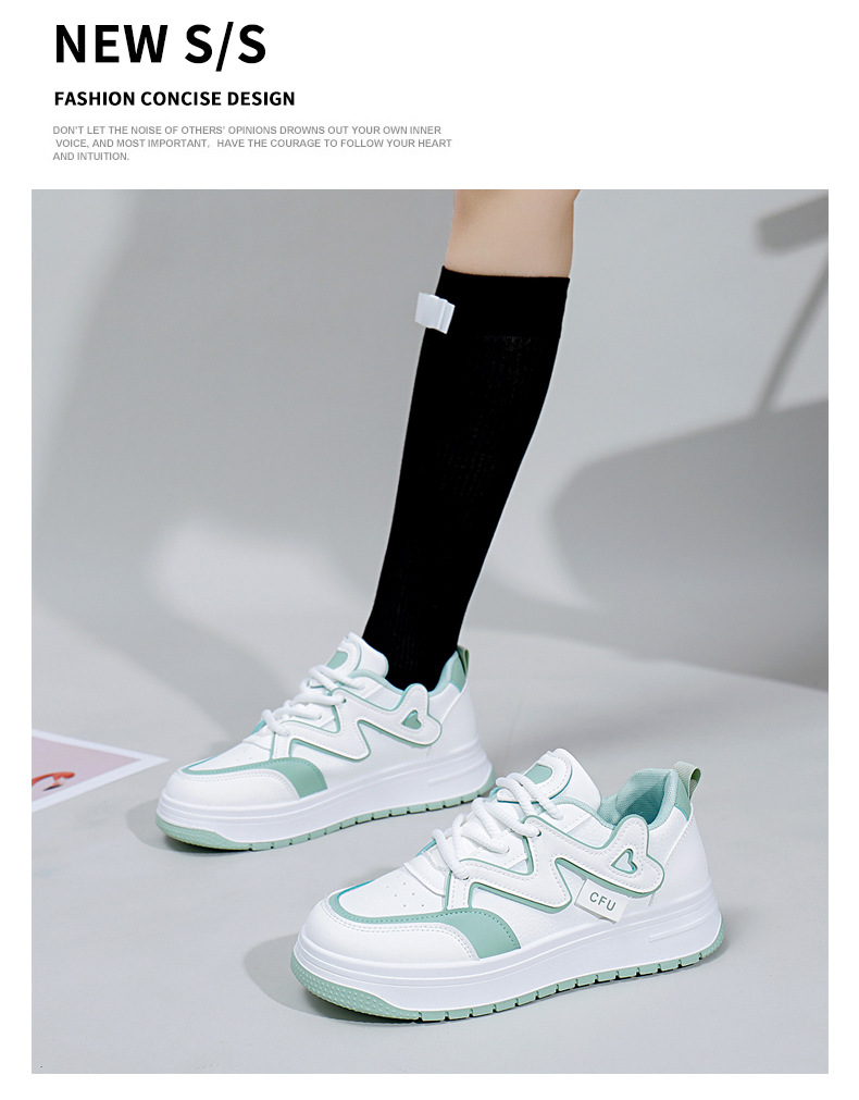 Weiße Damen Freizeitschuhe Trendy Sneaker Mit Dicker Sohle_voghion.com