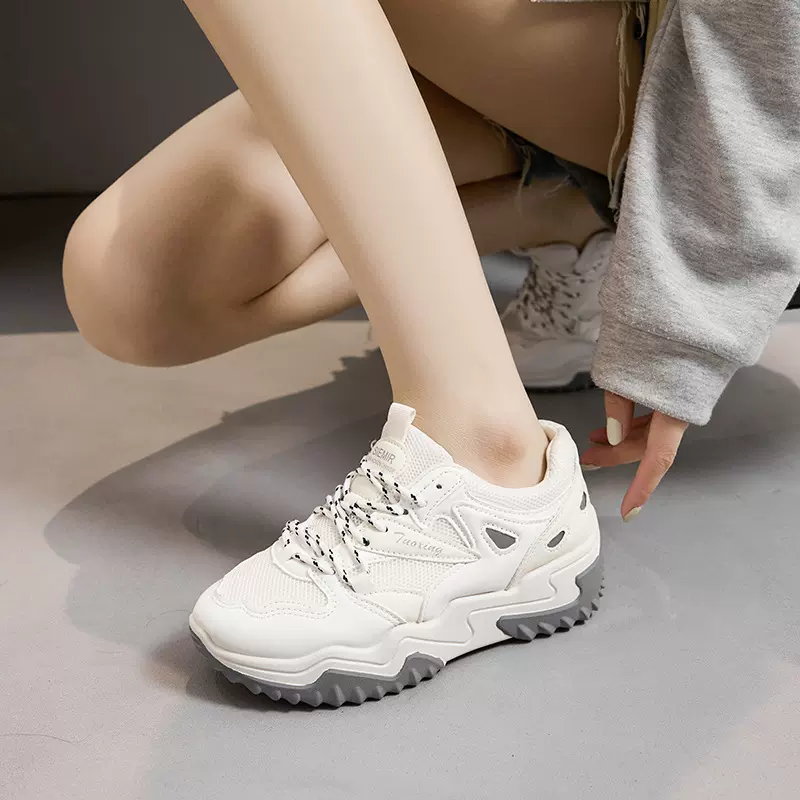 清仓款休闲百搭网面网红小女生增高女鞋松糕厚底底老爹鞋增高显瘦