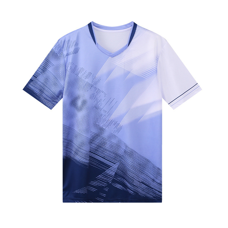 Nuevo conjunto de bádminton hombre y mujer ropa deportiva transpirable manga corta uniforme de entrenamiento de estudiantes impresión número de comercio exterior