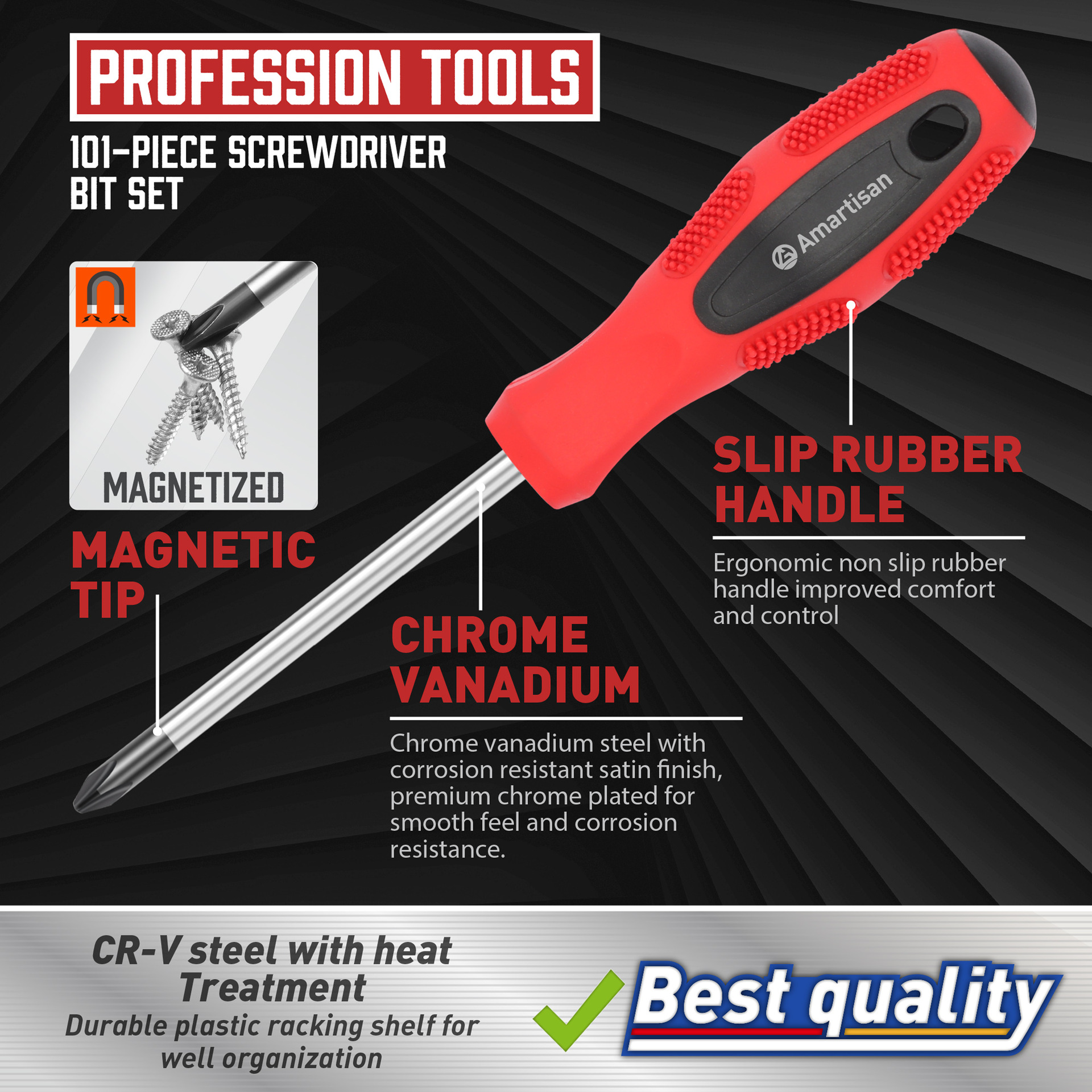 Un conjunto de destornillador magnético de soporte de plástico de 100 piezas, incluido un destornillador de precisión y cabeza de lote y un magnetizador