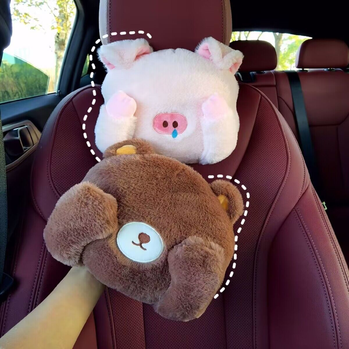 Cuscino per sedile integrato con supporto lombare universale per auto, per tutte le stagioni, in peluche invernale, pezzo unico_voghion.com