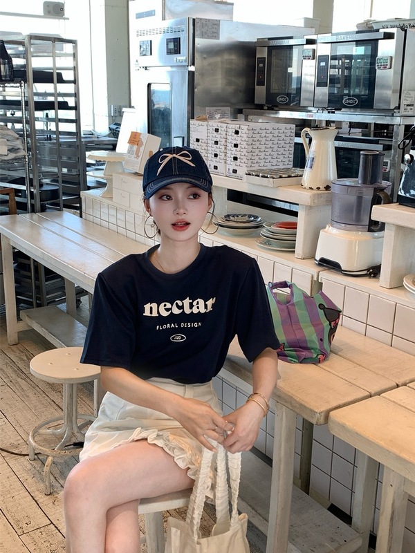 美式休闲运动风时尚套装女夏季2025新款圆领短袖显瘦半身裙两件套|undefined