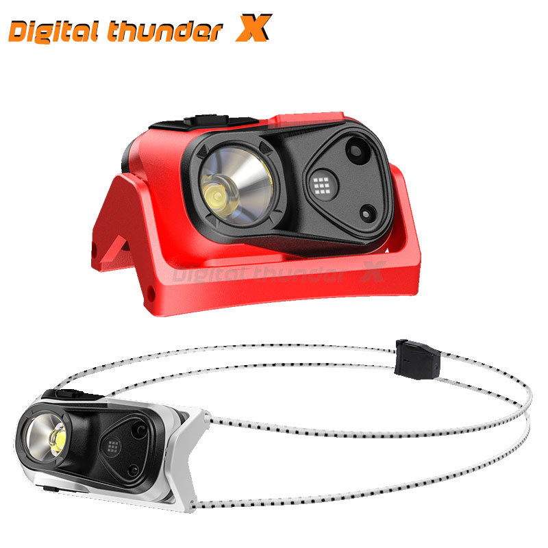 Nuevo al aire libre LED inducción faro noche corriendo ligero faro carga impermeable pesca faro rojo y blanco doble Luz