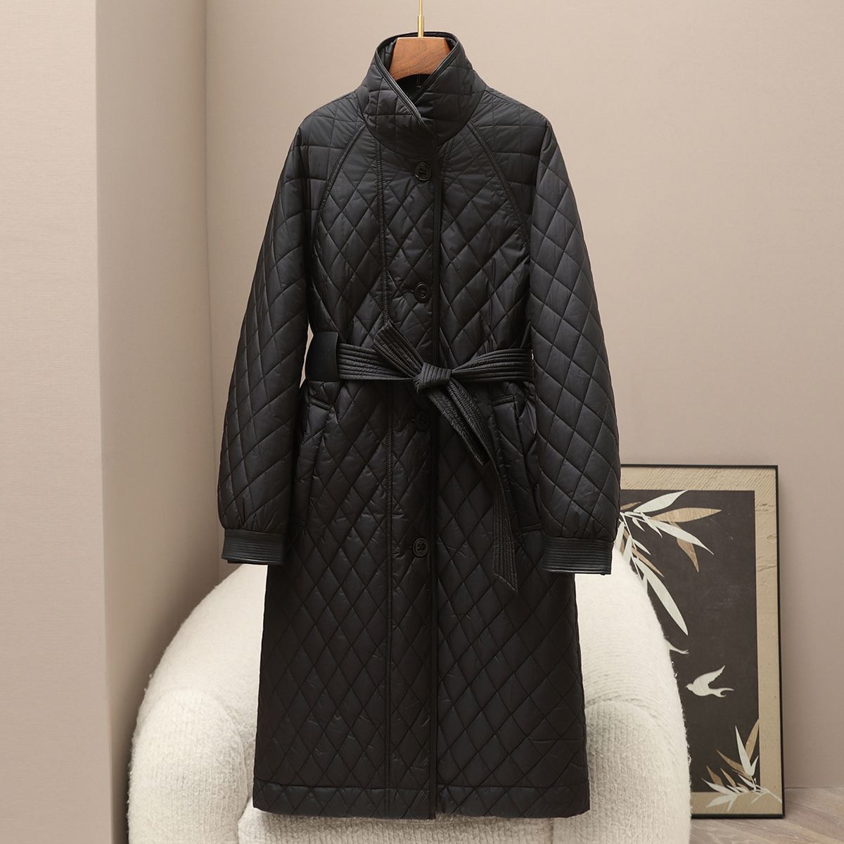 Small Quantity of Clothing 2025 Winter New Product 90 White Goose down Jacket Casual Long Lightweight Plaid Warm Jacket for Women