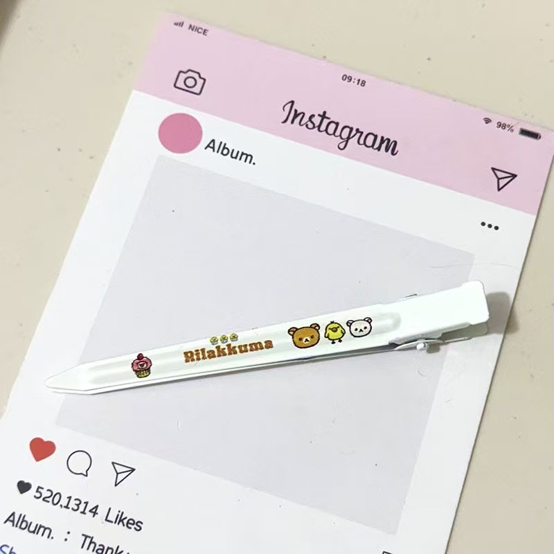 甜美可爱KT猫鸭嘴夹发夹金属定位夹前额侧边夹化妆洗脸无痕夹发卡|undefined