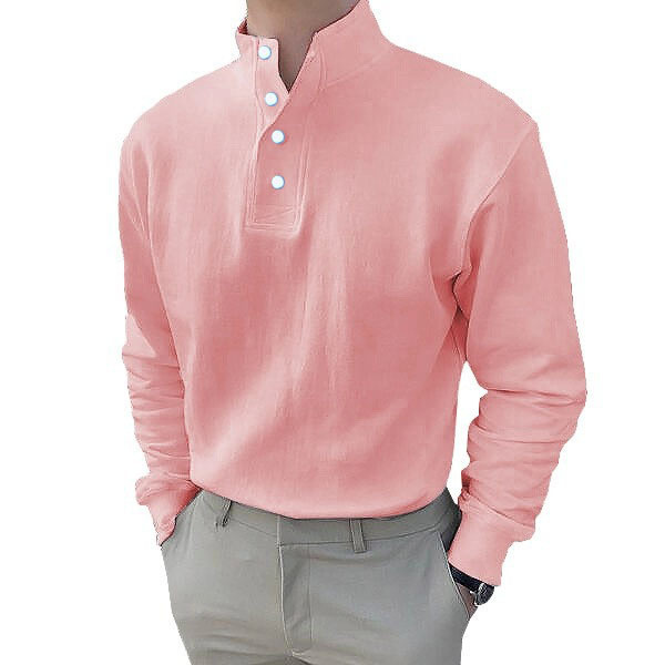 Spring/Summer Men's Solid Color Long-Sleeved Shirt With Standard Slit Design, Casual Spring/Autumn Wear_viptrois.com