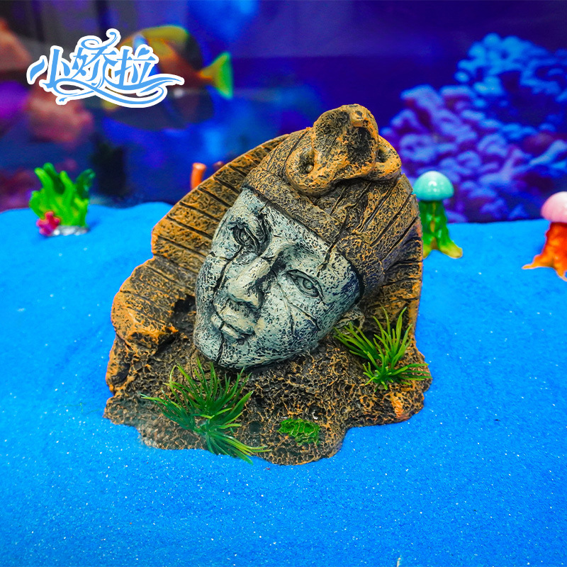 Artículo Popular Transfronterizo: Estatua de Faraón de Resina, Decoración para Acuarios, Paisajismo para Peceras, Plantas Acuáticas, Casa de Escondite Egipcia.