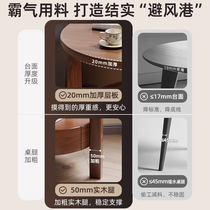 Sofá de madera sólida gabinete de varios lados sala de estar doméstica con cajón mesa de té balcón mesa redonda mesa de cabezal de cama estante de almacenamiento