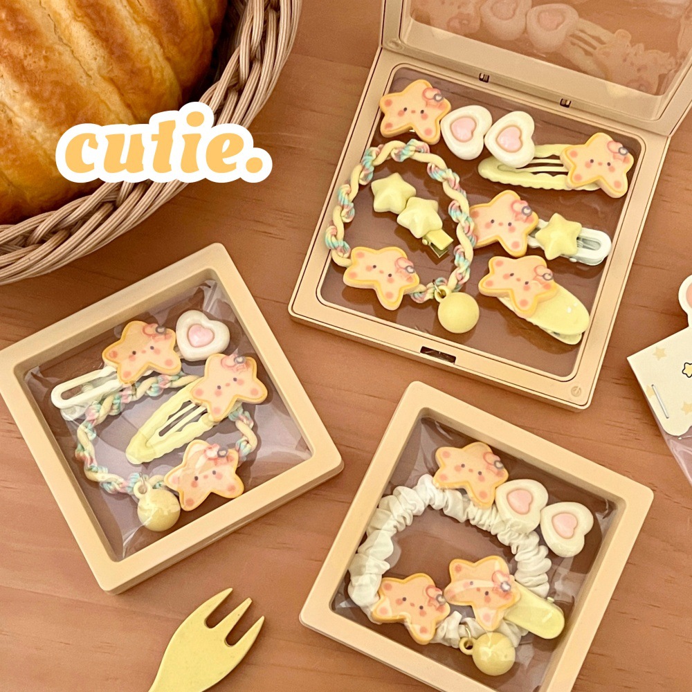 Hermoso amarillo estrella set de cabello corazón de una niña salvaje cabello de cola de caballo corda de cabello frisa dulce broca de cabello