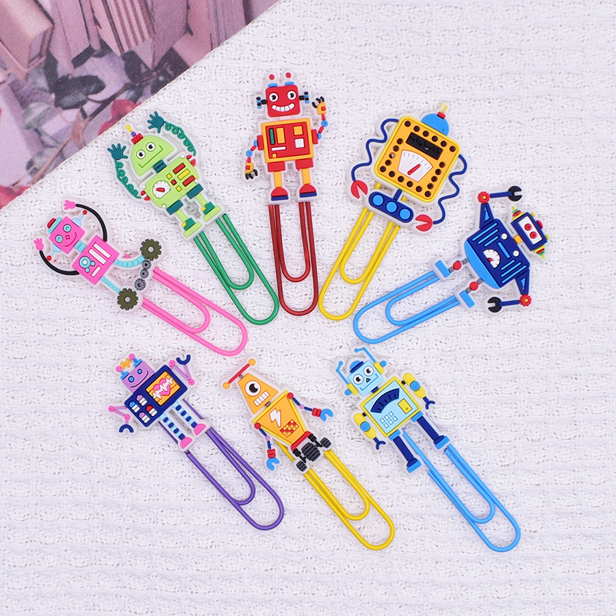 机器人系列创意卡通回形针书签高颜值学生文具彩色金属分页夹书签