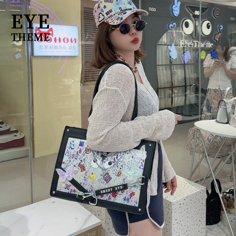 Bolsa portátil de alta capacidad de moda de diapositivas con cremallera bolsa de archivos de contraste de color especial mochila 2820 #