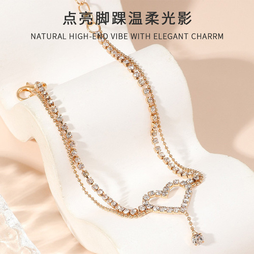 Cross-border new product minimalist butterfly heart jewelry fashionable Insta-style elegance ladies' ankle accessories wholesale
