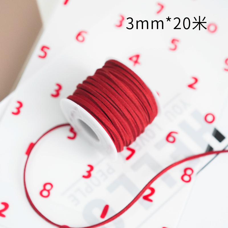 Cordón de terciopelo rojo de 3 mm, aproximadamente 20 metros