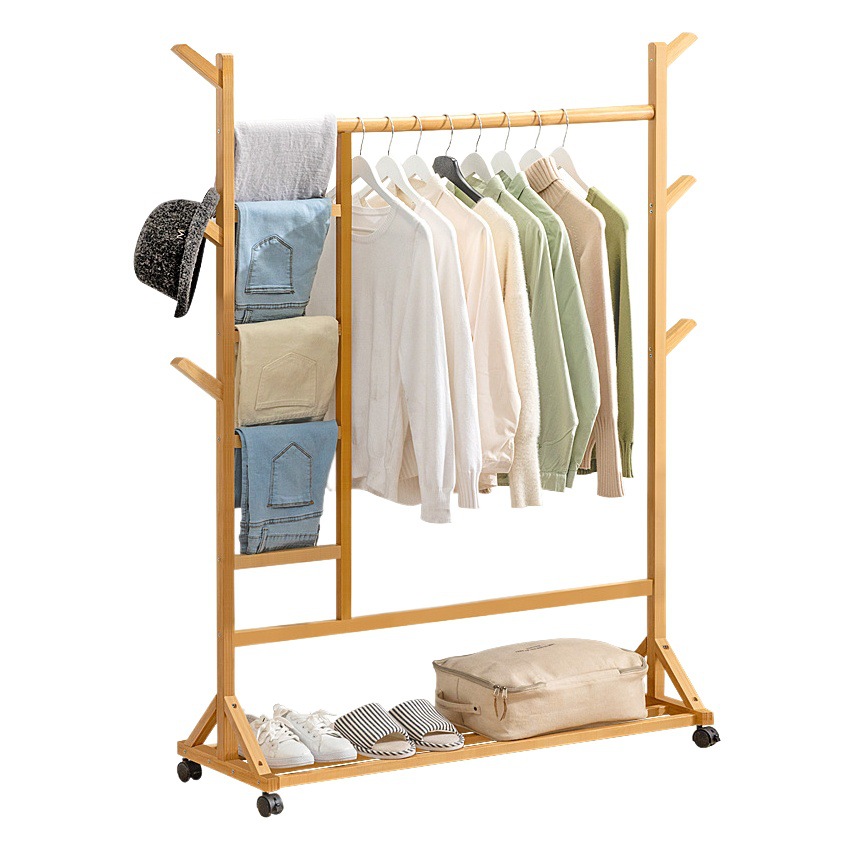 Movable Coat Rack, Floor-Standing Vertical Clothes Rack, Multi-Functional Children's Home Bedroom Simple Storage Rack
