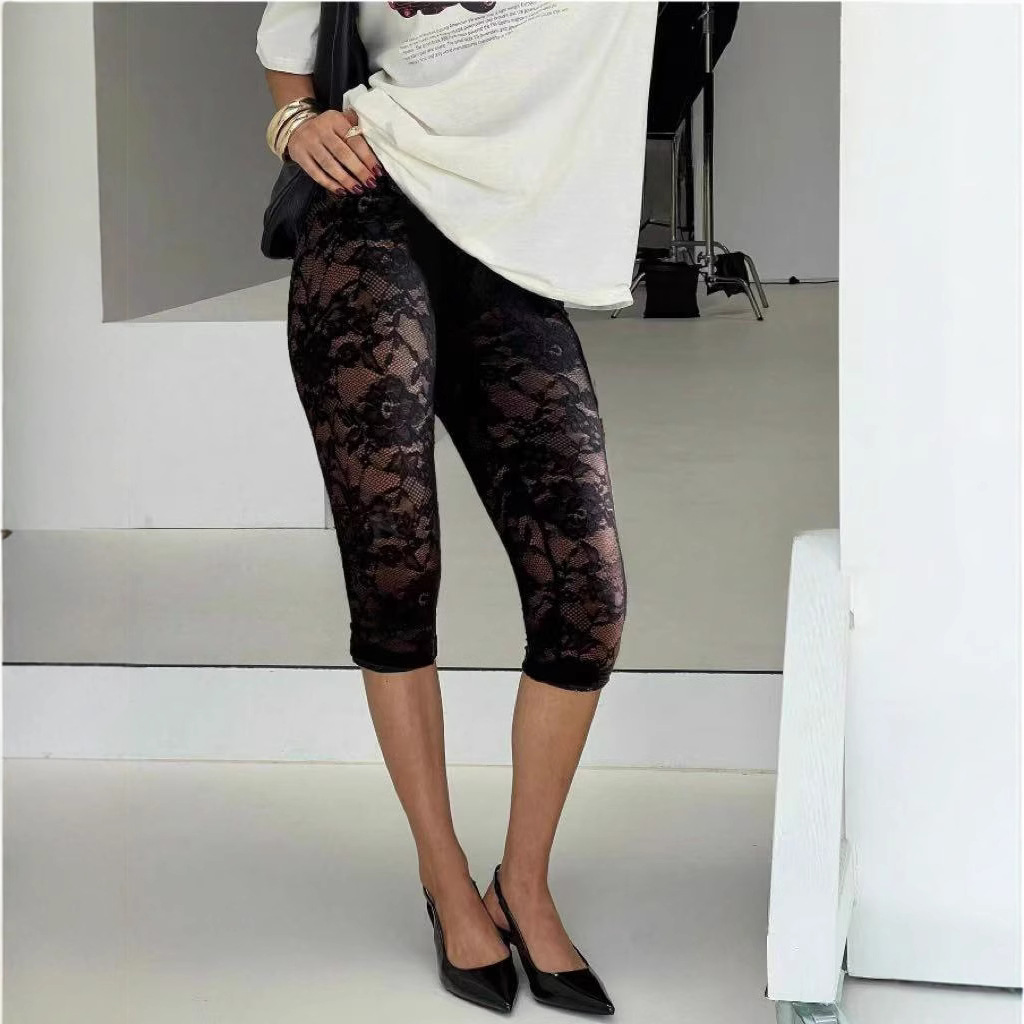 European and American Amazon Halloween Costumes Lace Leggings Sexy Curve Leggings Spring and Summer Women's Clothing Women's Leggings