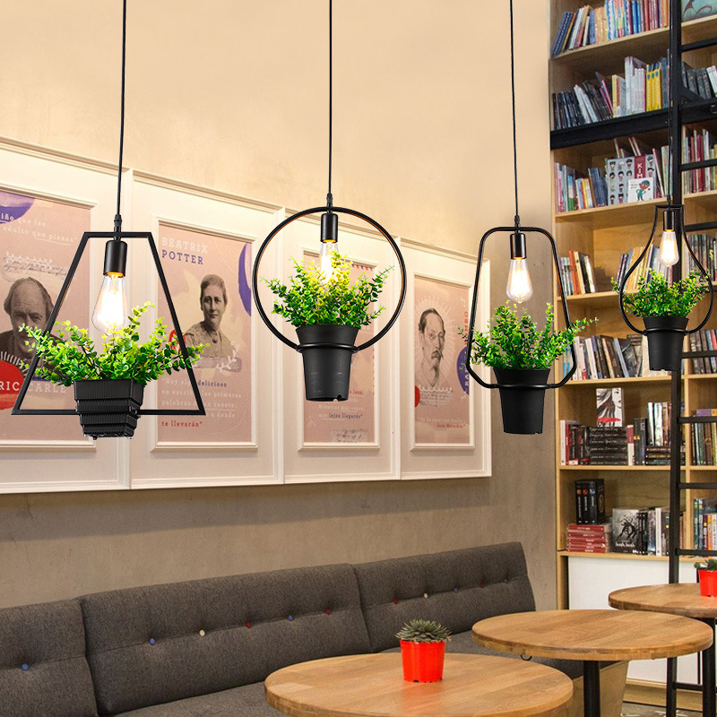 Planta araña sola cabeza simple Arte Creativo tema restaurante Cafe tienda de ropa hierro maceta Lámpara decorativa