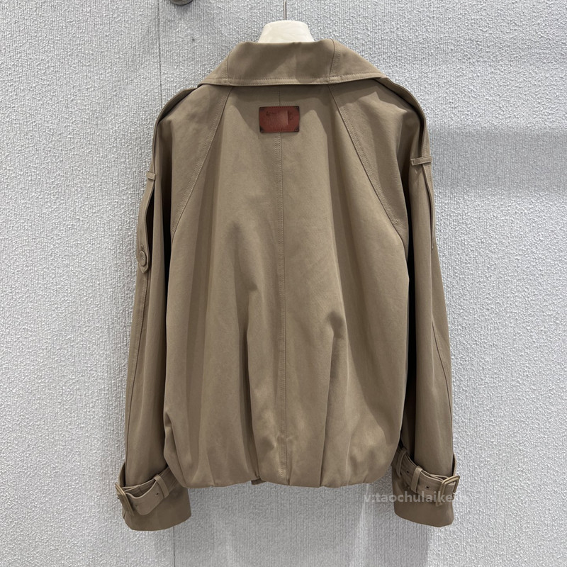 纯色大翻领短款夹克风衣 复古老钱风宽松百搭长袖外套早秋ZW63021|undefined