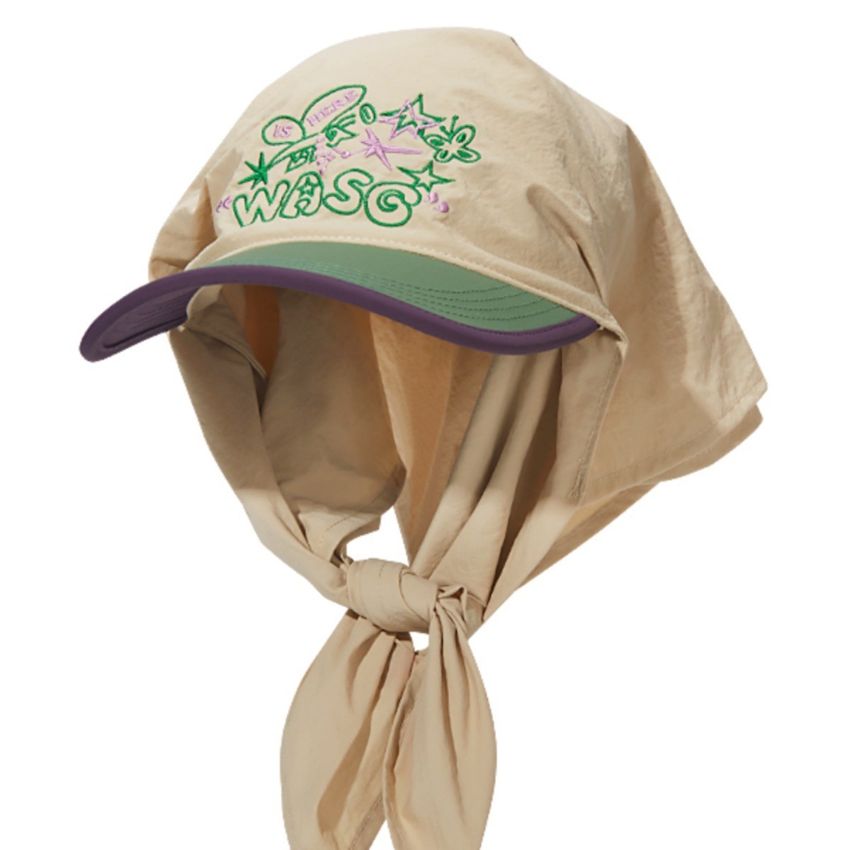 Summer Power Protection, Sunscreen, Sunshade Hat, Unique Design, Colored Tie Headband, Embroidered Street Skateboarding,_voghion.com