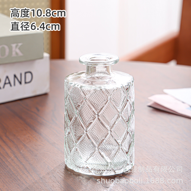 De estilo europeo retro pequeño florero botella de aromaterapia de vidrio mini jarrón transparente decoración de la sala de estar simple mesa de comedor decoración del hogar