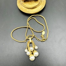 中古vintage新款铜打标珍珠铃铛项链法式气质百搭时尚款
