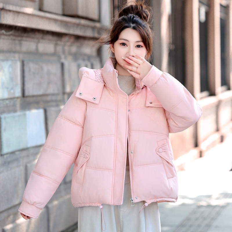 Sombrero desmontable ropa de algodón corta de invierno de mujeres 2025 nuevo algodón ropa de algodón gruesa calentamiento chaqueta de algodón de moda coreana de mujer