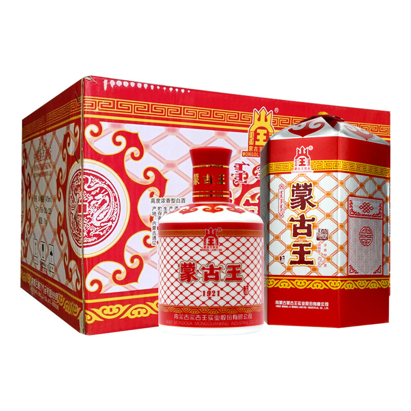 蒙古王42度红包浓香型白酒婚宴喜庆礼品酒475ml*6瓶整箱 内蒙特产