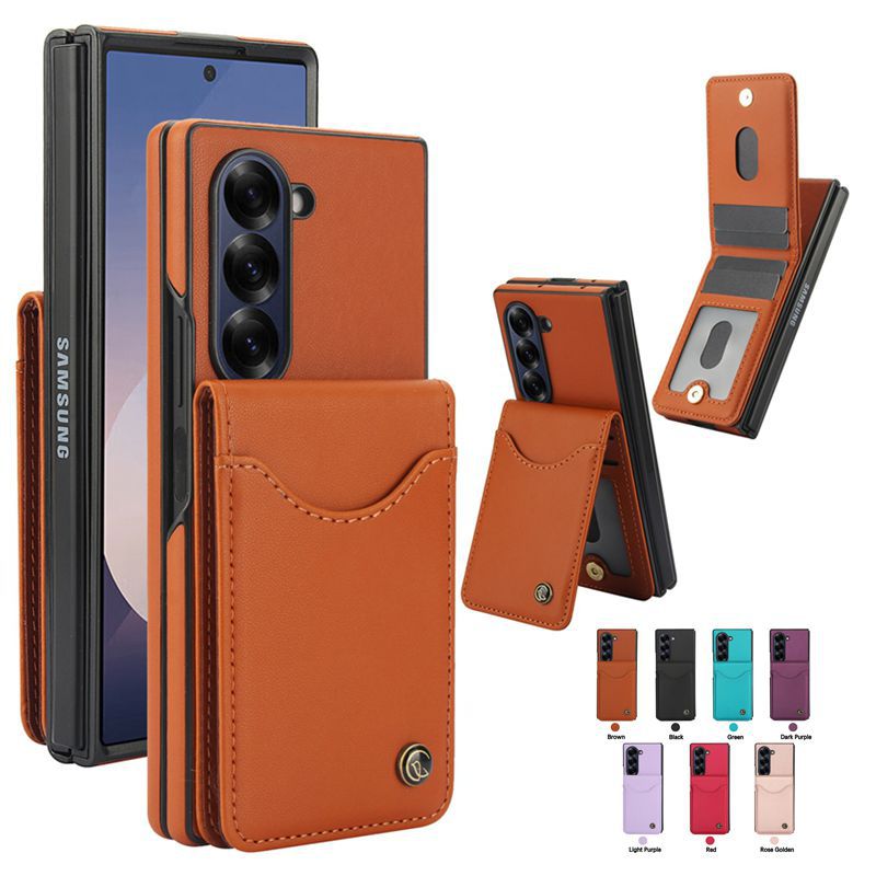 适用三星Z Fold 7上下翻卡包手机皮套 Z Fold 6543插卡支架保护壳