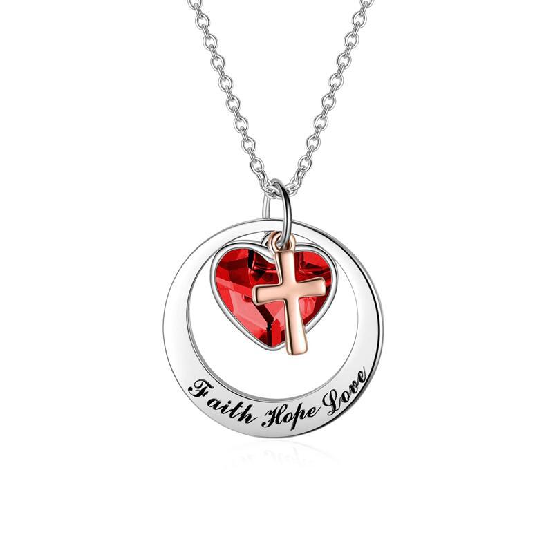 11g Weight PVD Coated Gold Plating Process 304 Stainless Steel Pendant Material Pendant Necklace Classification 304 Stainless Steel Chain Material 304 Stainless Steel Material Heart Shape Pattern Women's Gender Simple Style, Classic Style Style Bestseller Heart Shaped Crystal "Faith Hope Love" Stainless Steel Cross Pendant Necklace Unisex Polished Finish Geometric Pattern 4