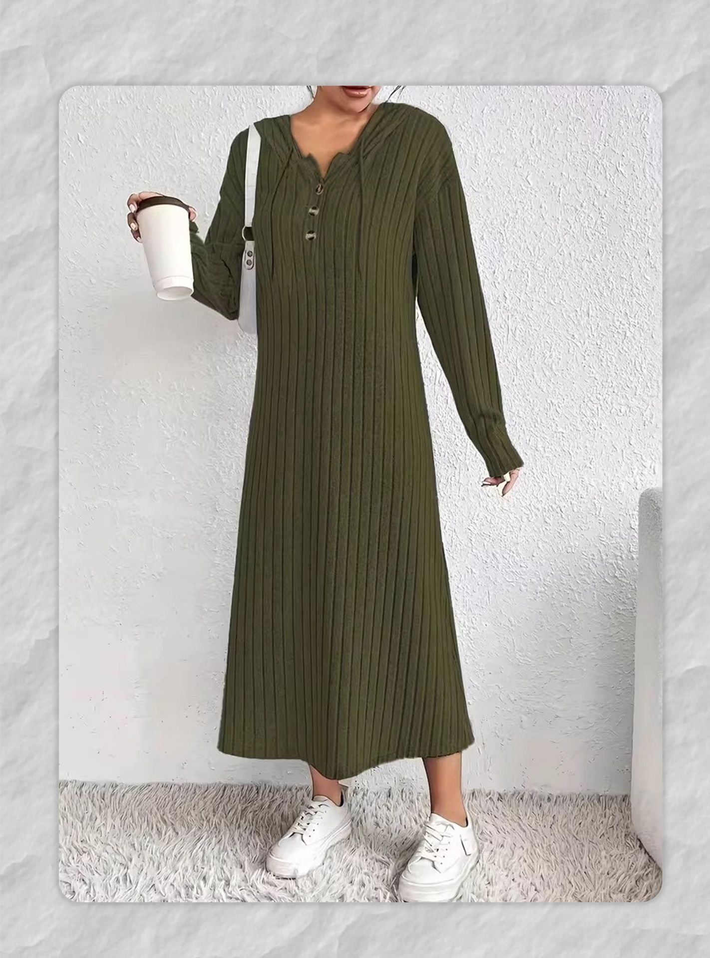 Abito musulmano elegante donna in maglia con cappuccio arabo_voghion.com