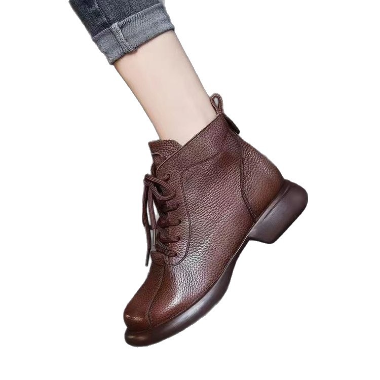 ShoeVault Sole Soft Surface Short For Women 2025 Autumn Winter New Martin Non-Slip Comfortable Fleece-Lined Warm Retro Riding_voghion.com