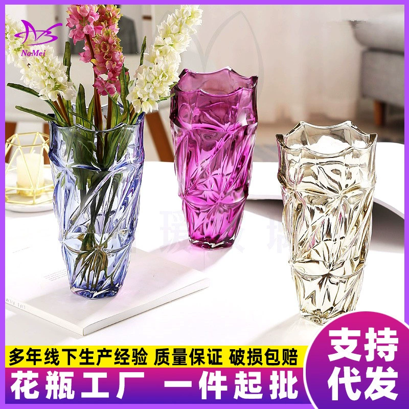 Американский продвинутый хрустальный текстура стеклянная ваза прозрачный обеденный стол украшение ins Свежая гидропонная цветочная композиция