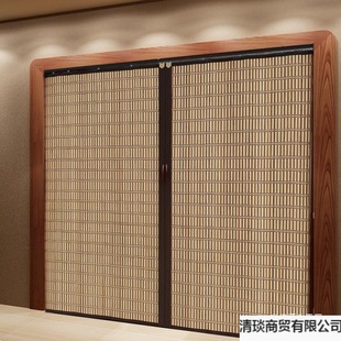 Bamboo Folding Sliding Door Curtain Partition Curtain Door Curtain Invisible Door Simple Retractable Blackout Cloth Sunshade Curtain Batch