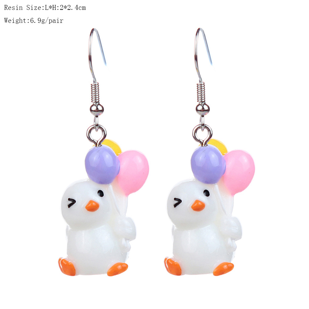1 Pair Cartoon Style Cute Duck Plastic Drop Earrings display picture 3