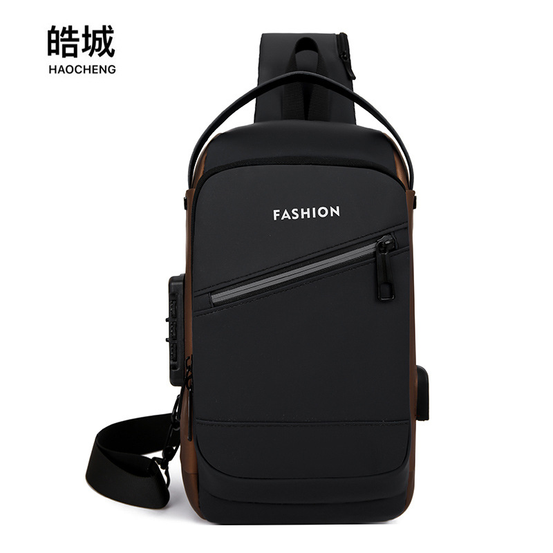 2024 nuevo bolso de pecho antirrobo de moda bolso de motocicleta con bloqueo de contraseña multifuncional bolso de mensajero de bolsillo deportivo casual para hombre