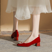 406-J44小众婚鞋新娘鞋2022年新款红色高跟鞋秀禾结婚鞋婚纱两穿