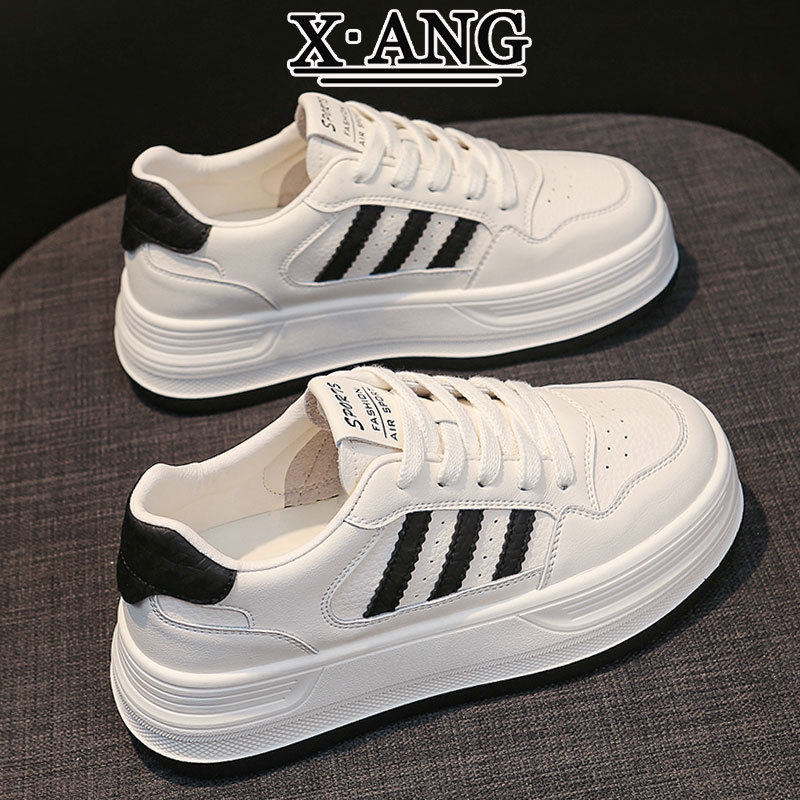 First-Layer Cowhide White Sneakers for Women, 2026 Spring New Model, Versatile Thick-Soled Casual Sports Shoes for Students First-Layer Cowhide White Sneakers for Women, 2026 Spring New Model, Versatile Thick-Soled Casual Sports Shoes for Students