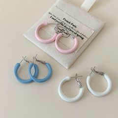 モランディクリームイヤリング女性用韓国ニッチデザインハイエンド春夏エポキシカラフルなラージプレーンイヤリング