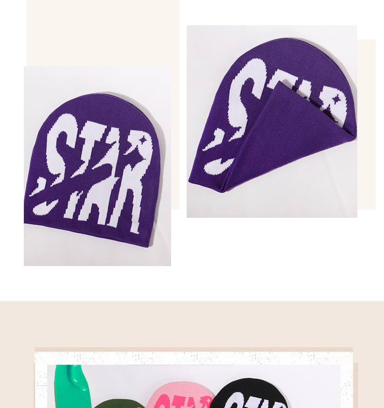 Alphabet Jacquard Strickmütze Trend Y2K Persönlichkeit lässig Kaltmütze Warme Kaltmütze_voghion.com
