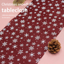 创意新年北欧圣诞桌面装饰品细麻桌布涤纶亚麻圣诞节新款圣诞桌旗