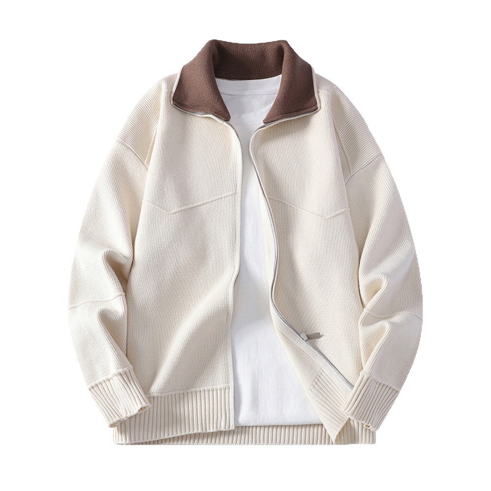 Explosiones transfronterizas europeas camisas de punto de tamaño grande suéter hombre polo camisa con la solapa cardigan chaqueta de negocios fábrica de tendencia mayorista