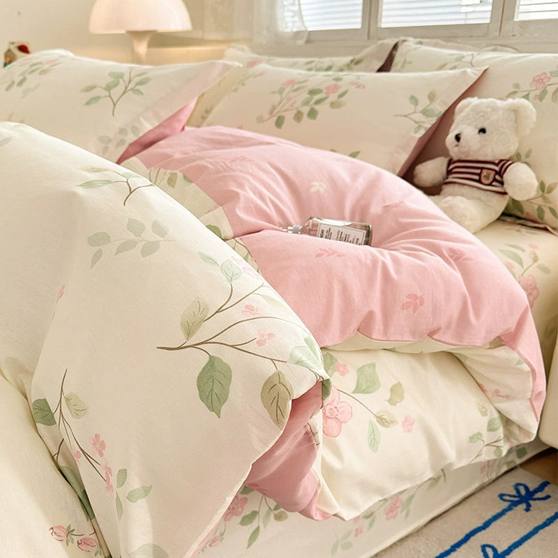 Комплект постельного белья из 100% хлопка, комплект из трех предметов из чистого хлопка, простыня, пододеяльник, комплект из трех предметов, высококачественная простыня на резинке 4