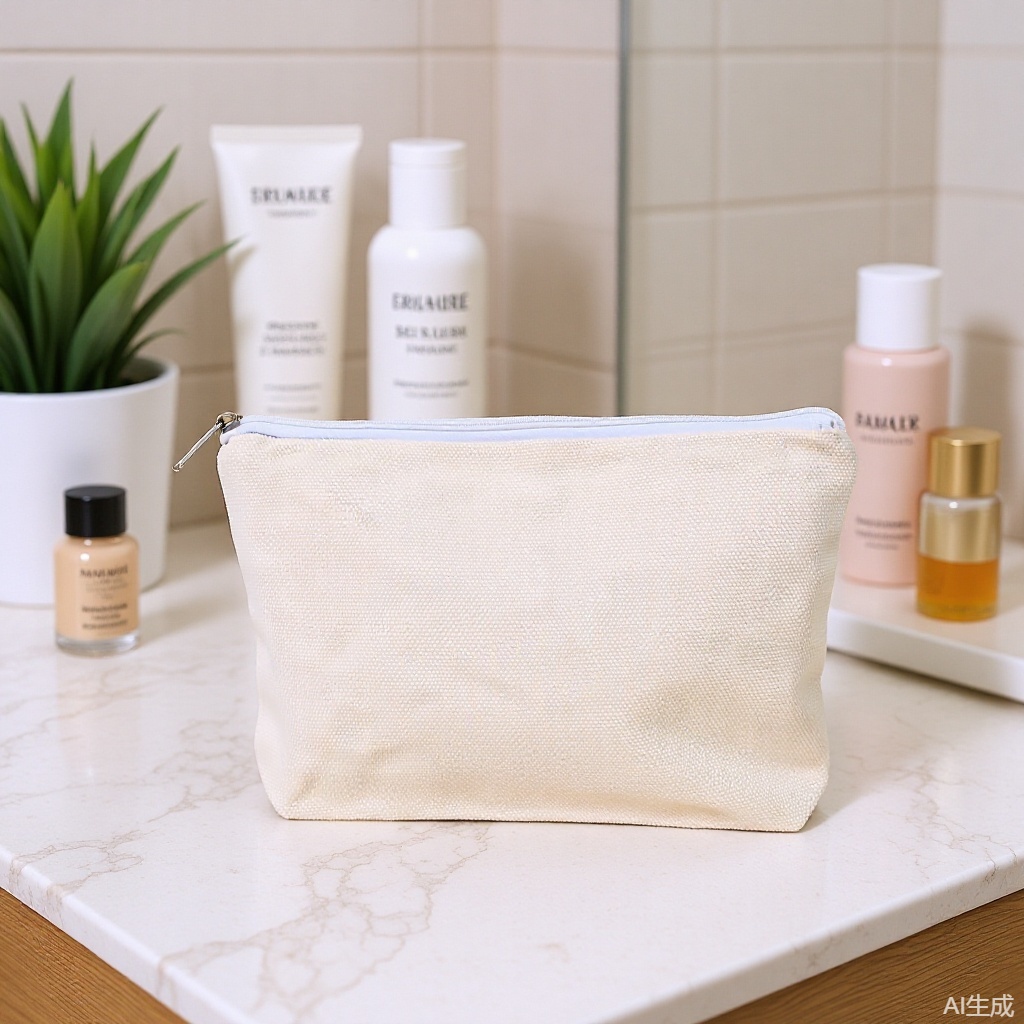 空白帆布化妆包化妆品收纳拉链包印花防水订制白色迷你简约定制