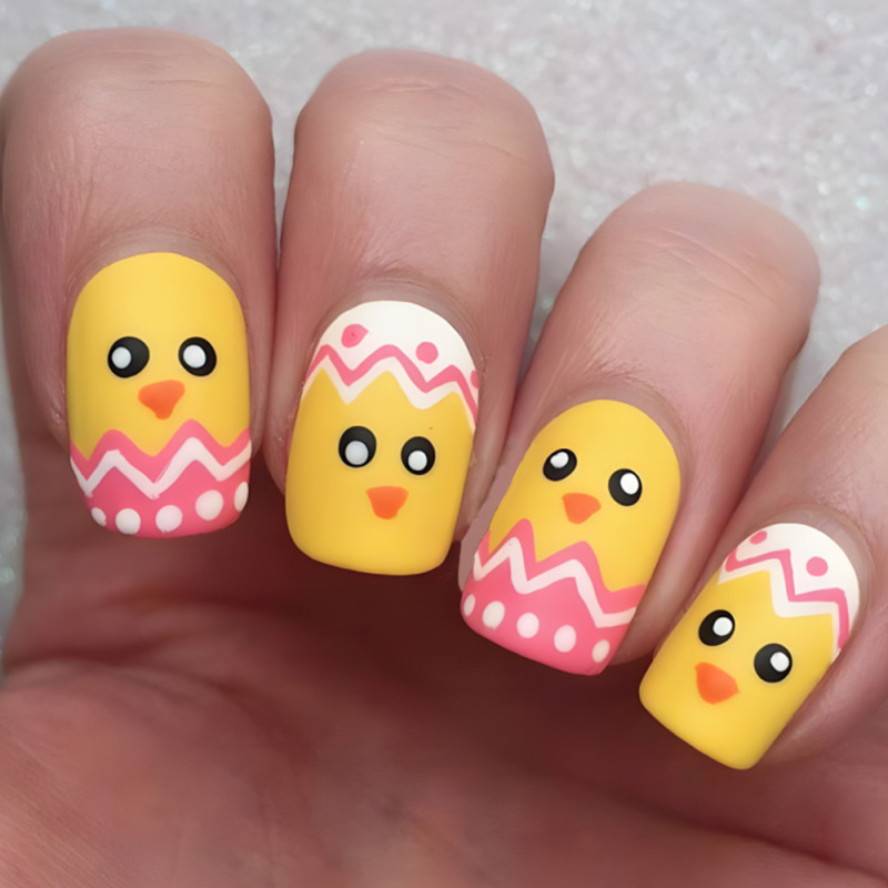 Easter Wearable Nail Stickers Cartoon Cute Pink White Eggshell Gentle Manicure Nails Finished Wholesale Nails Easter Wearable Nail Stickers Cartoon Cute Pink White Eggshell Gentle Manicure Nails Finished Wholesale Nails