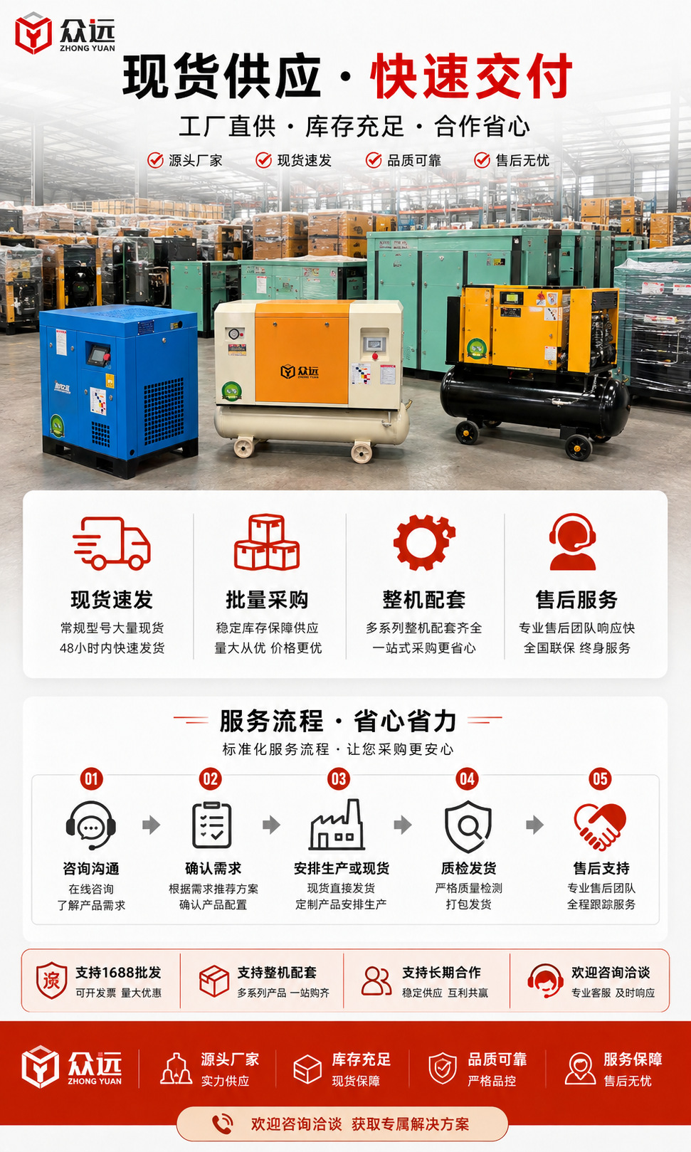 Screw-type air compressor, permanent magnet variable frequency screw compressor, 15KW permanent magnet variable frequency four-in-one industrial-grade air compressor