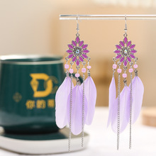 长款链条流苏羽毛耳环优雅时尚 2025  你的蒂汐  义乌黛茜饰品