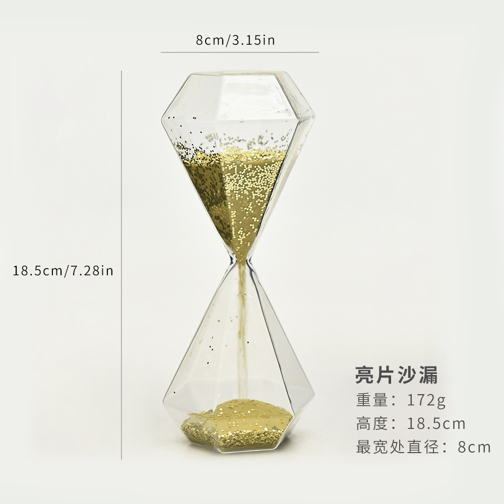 Dorado creativo diamante vidrio reloj de arena temporizador adornos para el hogar decoración de escritorio regalo artesanía de vidrio