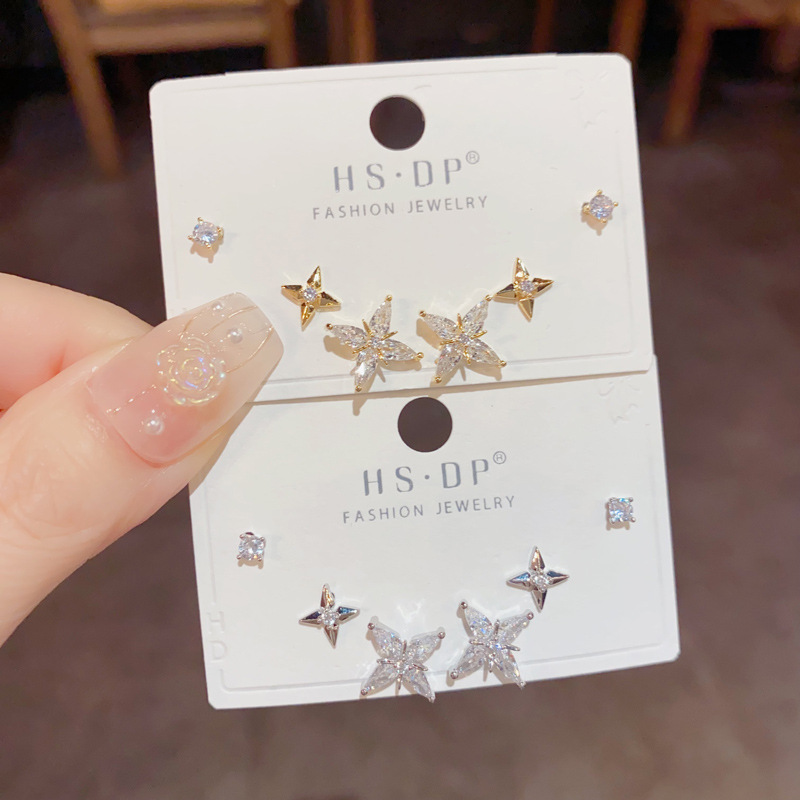 10g Weight 1 Set Simple Style Star Copper 14K Gold Plated Ear Studs