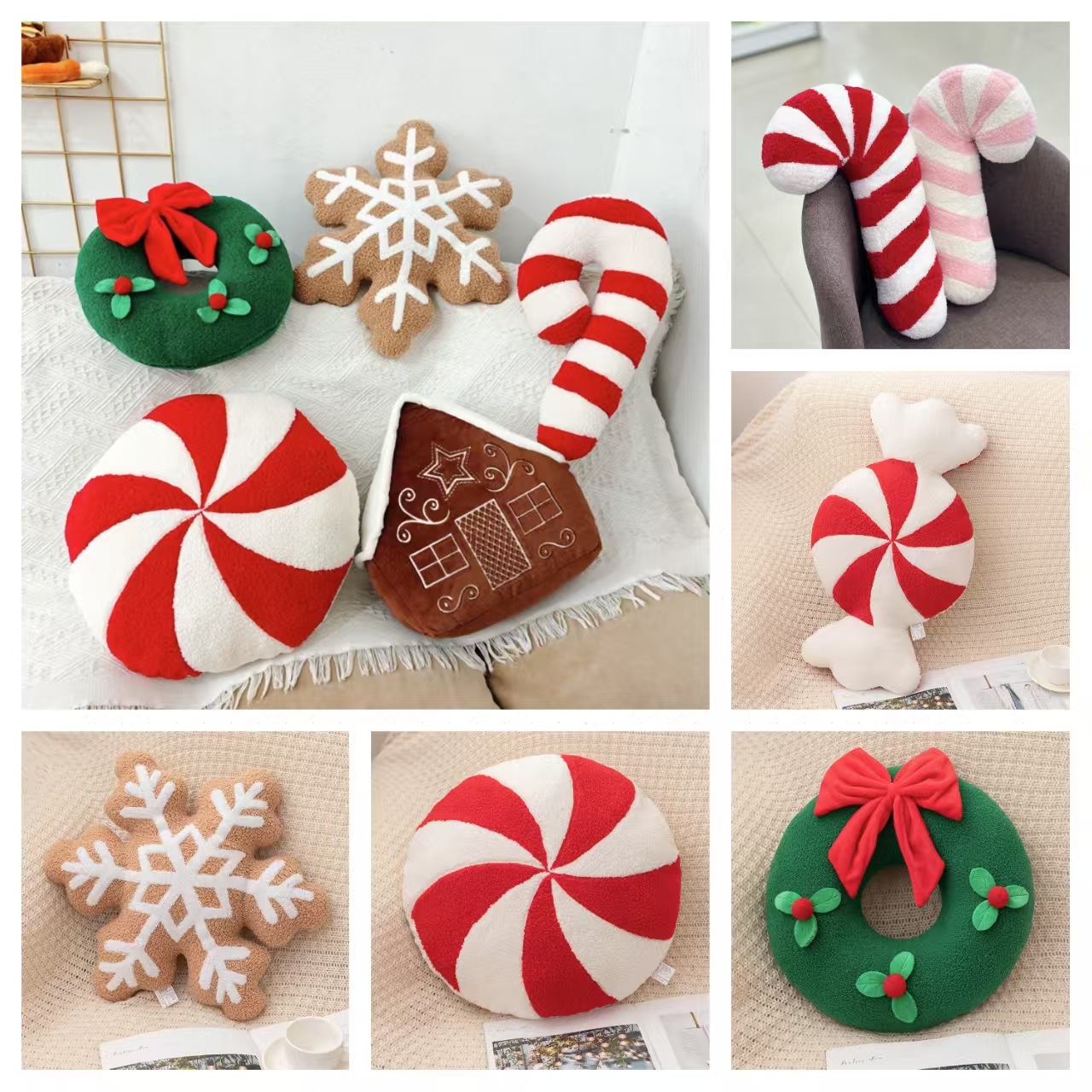 cross-border christmas snow house snowflake garland candy plush pillow holiday atmosphere decoration decoration gifts cushion hug